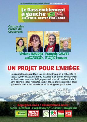 Projet du Rassemblement à gauche aux départementales 2015 | Canton des Portes Du Couserans