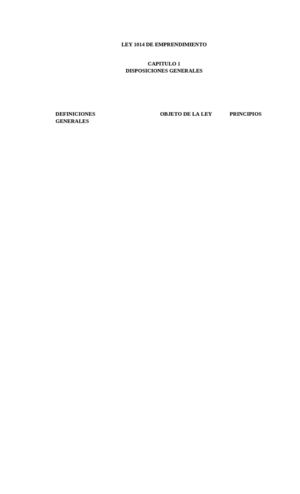 Ley 1014 De Emprendimiento