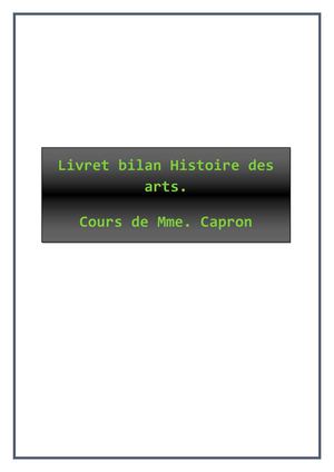Livret Bilan Histoire des arts