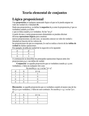 Teoría Elemental De Conjuntos