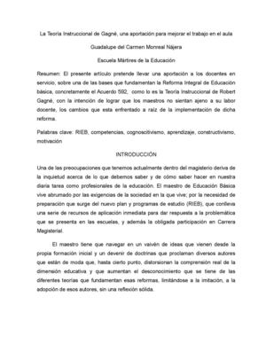 La Teoría Instruccional de Gagné, una aportación para mejorar el trabajo en el aula