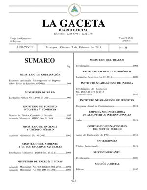 Gaceta No 24-2014 Jueves 6 De Febrero 2014
