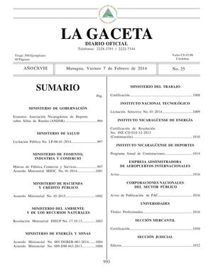 25 Gaceta, Viernes 7 De Febrero 2014