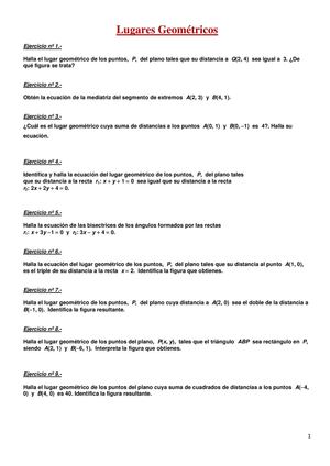 Ejercicios De Lugares Geometricos