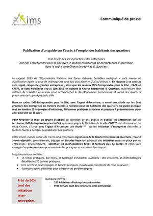 Communiqué De Presse¨- Publication Guide Accès à l'Emploi - 2 mars 2015