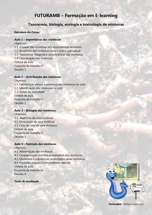 Taxonomia, biologia, ecologia e toxicologia de minhocas - Curso de Formação E-learning