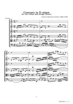 Bach Johann Sebastian Concerto Minor For Two Violins And Strings