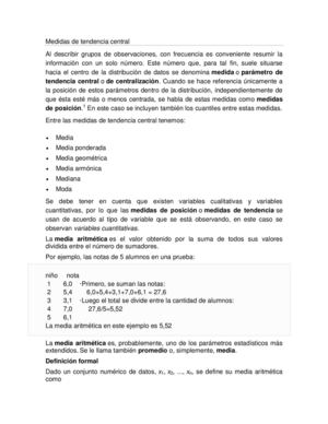 Trabajo # 5 Cuales Son Las Medidas De Tendencia Central