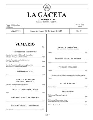 20 Gaceta, Viernes 30 De Enero 2015