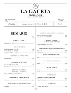 30 Gaceta, Viernes 13 De Febrero 2015