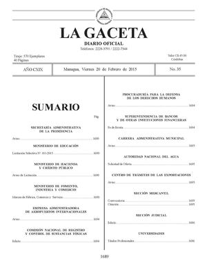 35 Gaceta, Viernes 20 De Febrero 2015