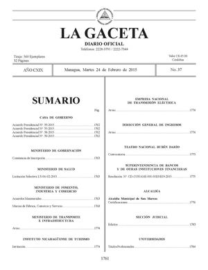 37 Gaceta, Martes 24 De Febrero 2015