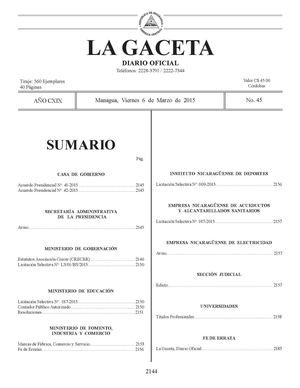 45 Gaceta, VIERNES 6 De Marzo 2015