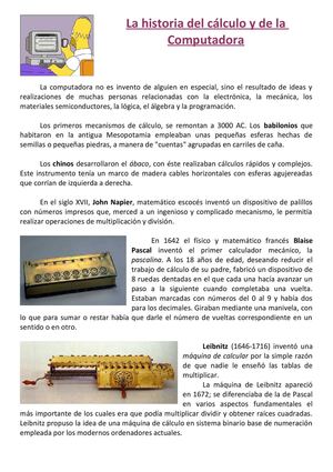 Historia del cálculo y de la Computadora