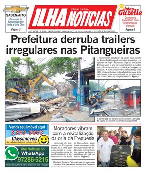 Jornal Ilha Notícias - Edição 1719 - 13/3/2015