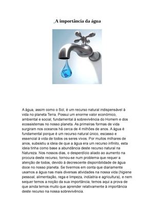 A Importância Da áGua