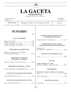 30 Gaceta, Viernes 14 De Febrero 2014