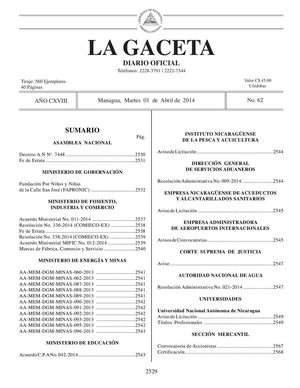 62 Gaceta, Martes 1 De Abril De 2014