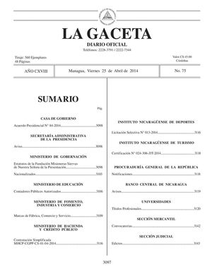 75 Gaceta, Viernes 25 De Abril De 2014