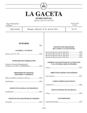 78 Gaceta, Miércoles 30 De Abril De 2014
