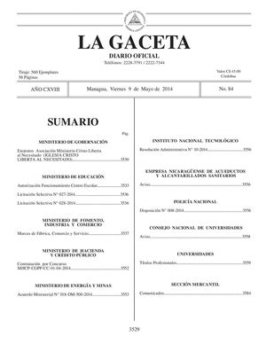 84 Gaceta, Viernes 9 De Mayo De 2014