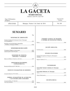 104 Gaceta, Viernes 06 De Junio De 2014
