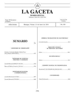 109 Gaceta, Viernes 13 De Junio De 2014