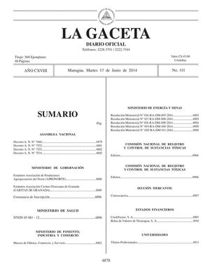 111 Gaceta, Martes 17 De Junio De 2014