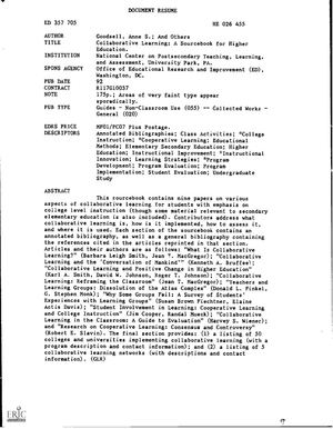 Collaborative Learning: a sourcebook for higher education