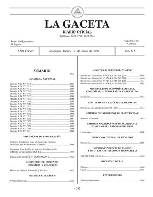 113 Gaceta, Jueves 19 De Junio De 2014