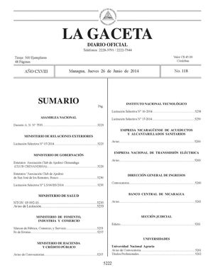 118 Gaceta, Jueves 26 De Junio De 2014