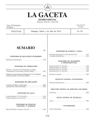 121 Gaceta, Martes 1 De Julio De 2014