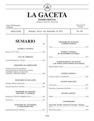168 Gaceta, Jueves 4 De Septiembre