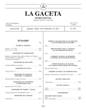 184 Gaceta, Martes 30 De Septiembre 2014 Versión Final Ok