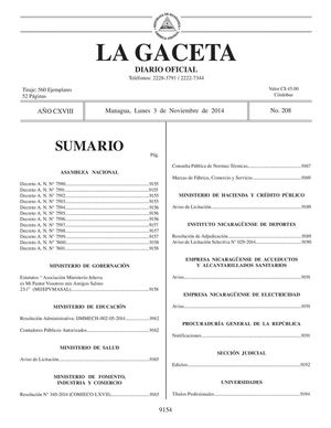 208 Gaceta, Lunes 3 De Noviembre 2014