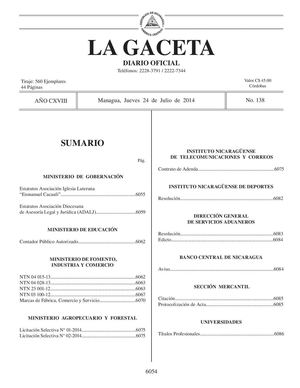 138 Gaceta, Jueves 24 Julio 2014