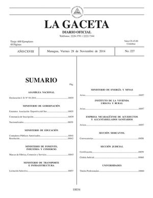 227 Gaceta, Viernes 28 De Noviembre 2014