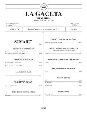 232 Gaceta, Viernes 5 De Diciembre 2014