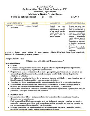 Planeación Ecm “Experimentamos”