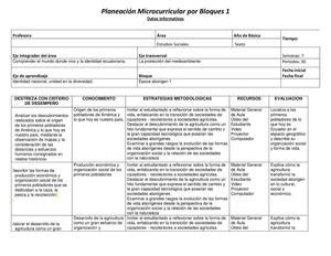 Planeación Microcurricular Por Bloques E Sociales 6 Año