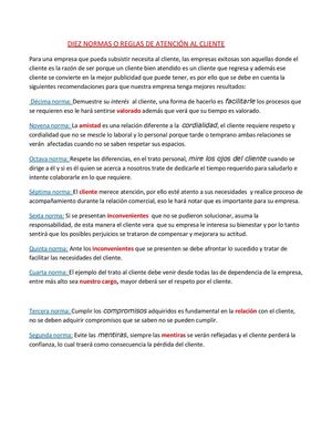 Diez Normas O Reglas De Atención Al Cliente