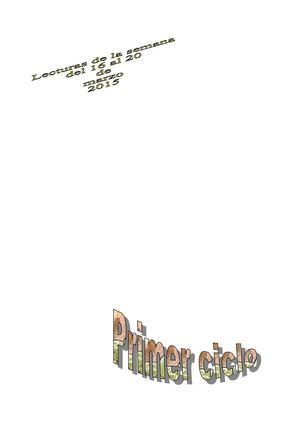 Lecturas De La Semana Del 16 Al 20 De Marzo 2015 Primer Ciclo