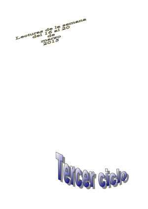 Lecturas De La Semana Del 16 Al 20 De Marzo 2015 Tercer Ciclo