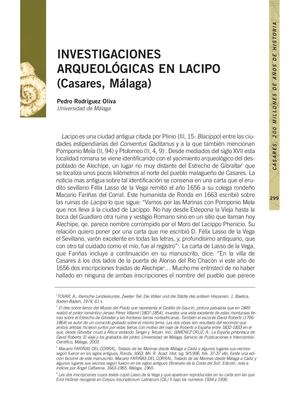 INVESTIGACIONES ARQUEOLÓGICAS EN LACIPO (CASARES, MÁLAGA).