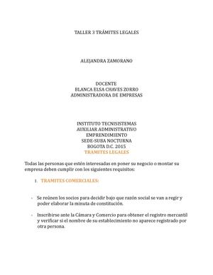 TALLER 3 TRÁMITES LEGALES