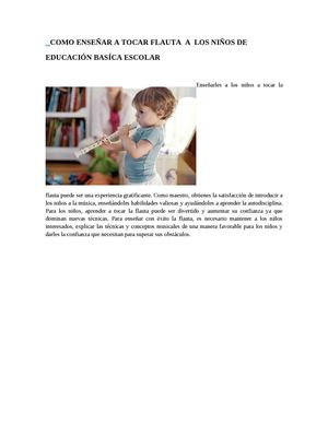 Como Enseñar A Tocar Flauta A Los Niños De Educación Basíca Escolar