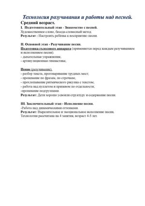 Технология разучивания песни