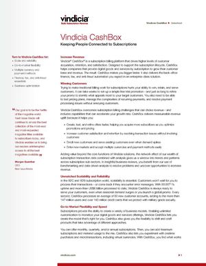 Vindicia CashBox - Automated Subscription Billing Software