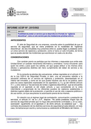 Posibilidad De Prestar Un Servicio Que Se Desarrolla En El Formato De “Vigilancia