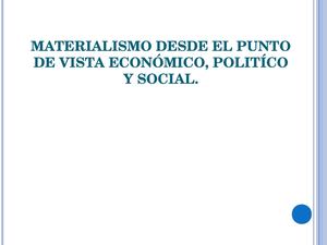 Materialismo Desde El Punto De Vista Económico,